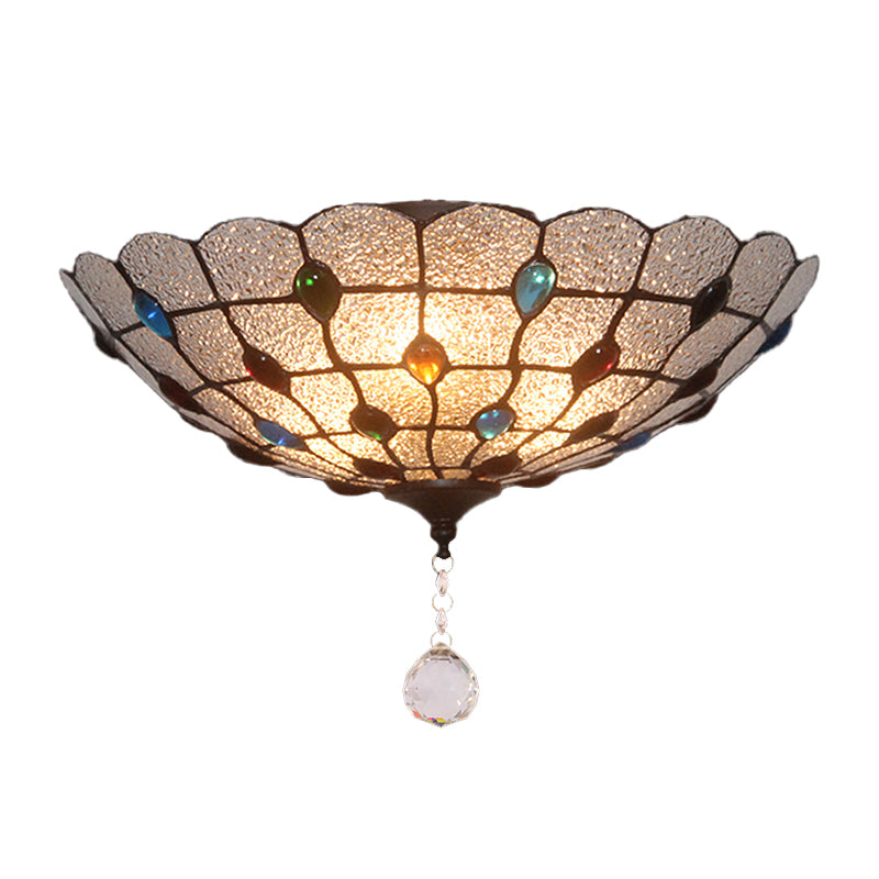 Jeweled Clear Bubble Glass Flush Mount Tiffany 2/3/4 Lights Ceiling Lighting for Dining Room, 12"/16"/19.5" Wide