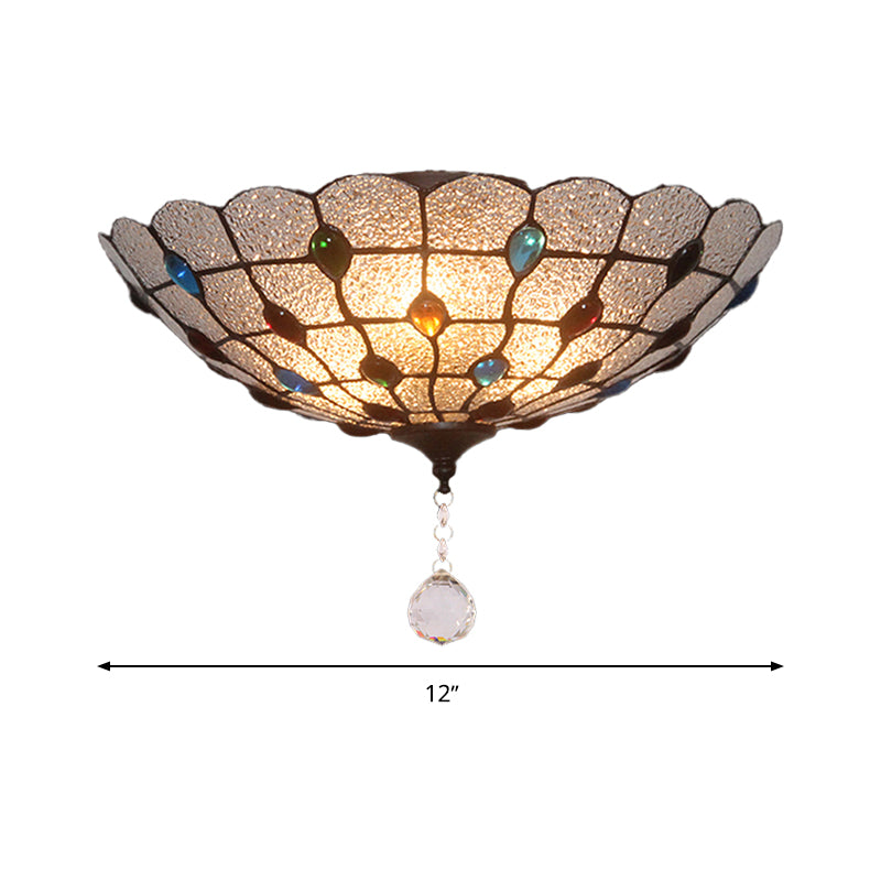 Jeweled Clear Bubble Glass Flush Mount Tiffany 2/3/4 Lights Ceiling Lighting for Dining Room, 12"/16"/19.5" Wide