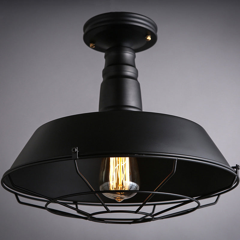 Lámpara de techo semi empotrada industrial de metal, 1 luz, luces de techo semi empotradas para pasillo y vestíbulo