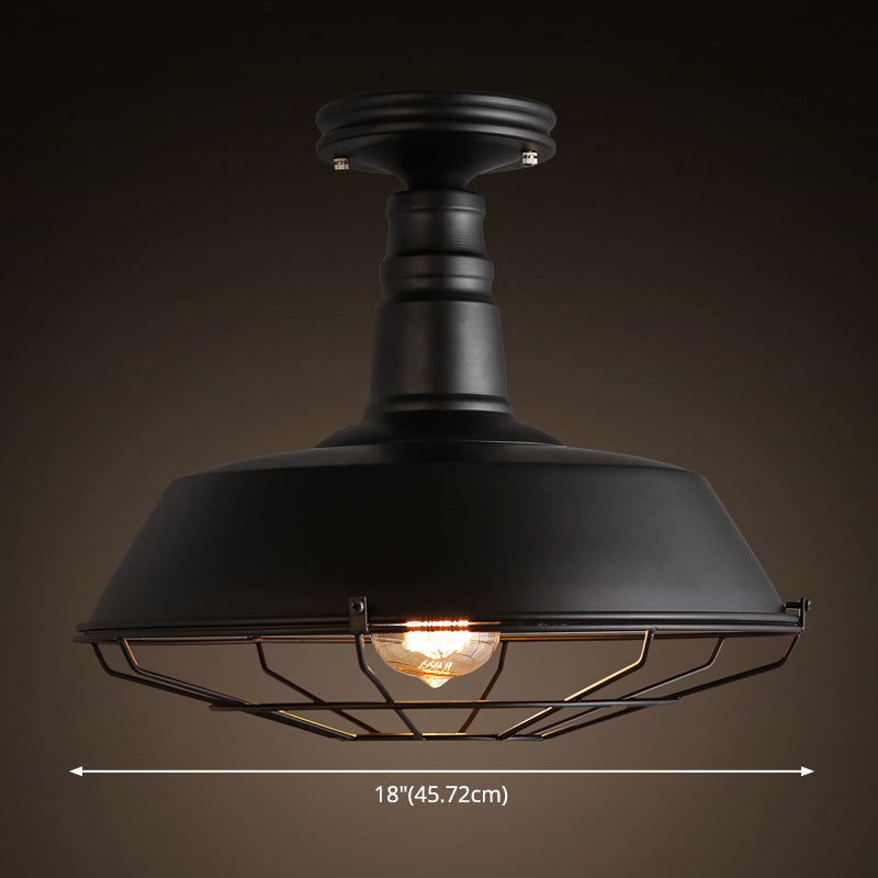 Lámpara de techo semi empotrada industrial de metal, 1 luz, luces de techo semi empotradas para pasillo y vestíbulo