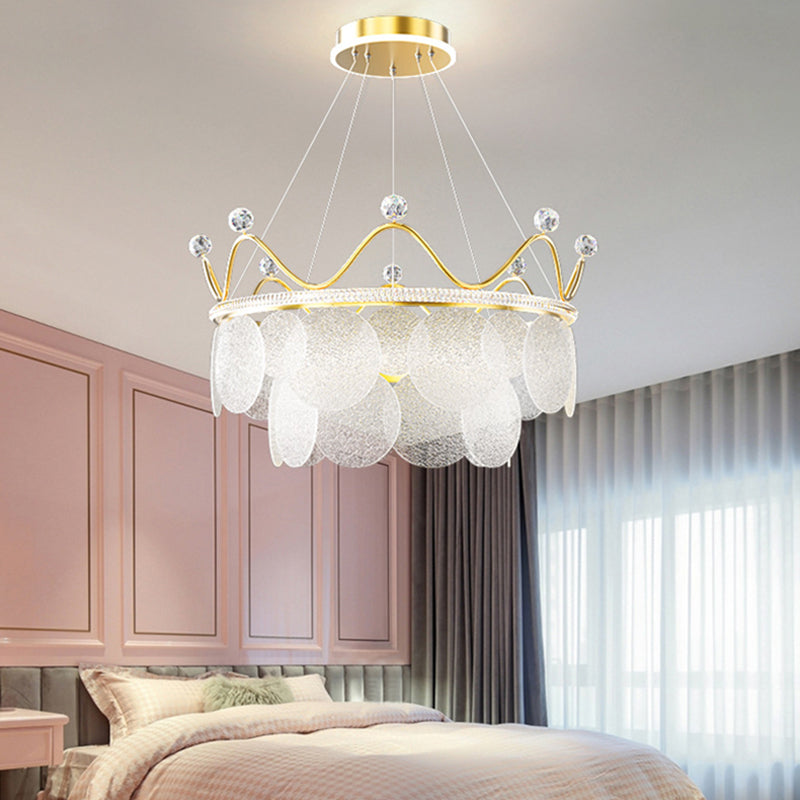 Contemporary Crown Chandelier Lights Crystal Pendant Ceiling Lights for Living Room