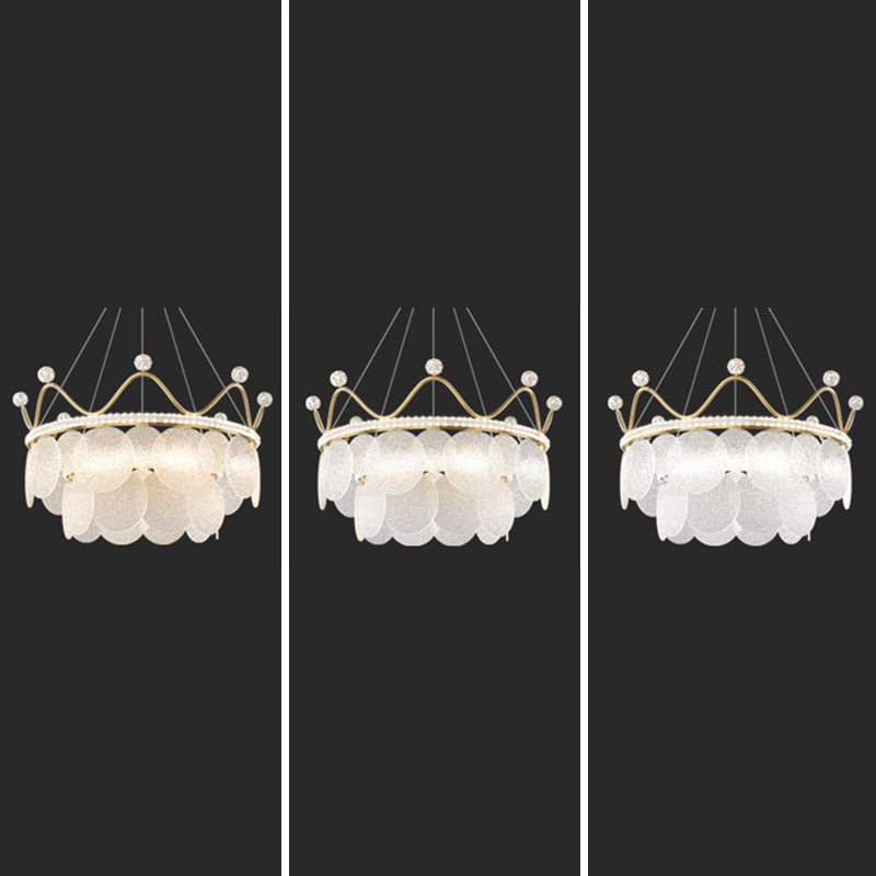 Contemporary Crown Chandelier Lights Crystal Pendant Ceiling Lights for Living Room