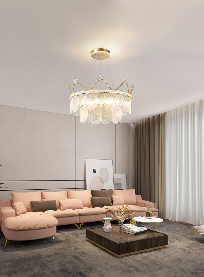 Contemporary Crown Chandelier Lights Crystal Pendant Ceiling Lights for Living Room