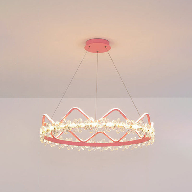 Contemporary Crown Chandelier Lights Crystal Pendant Ceiling Lights for Living Room
