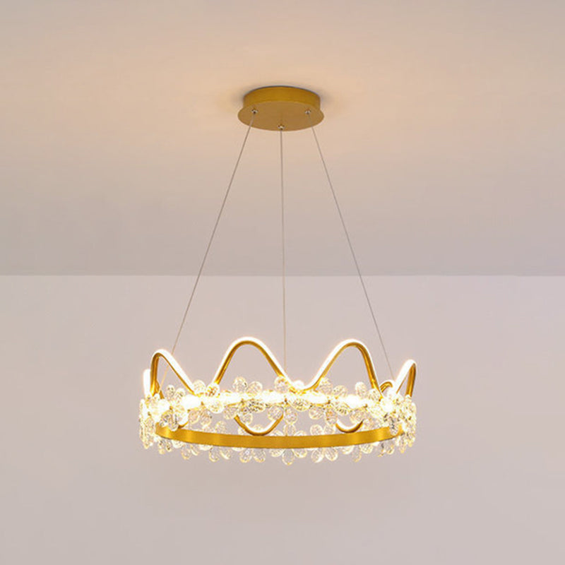 Contemporary Crown Chandelier Lights Crystal Pendant Ceiling Lights for Living Room