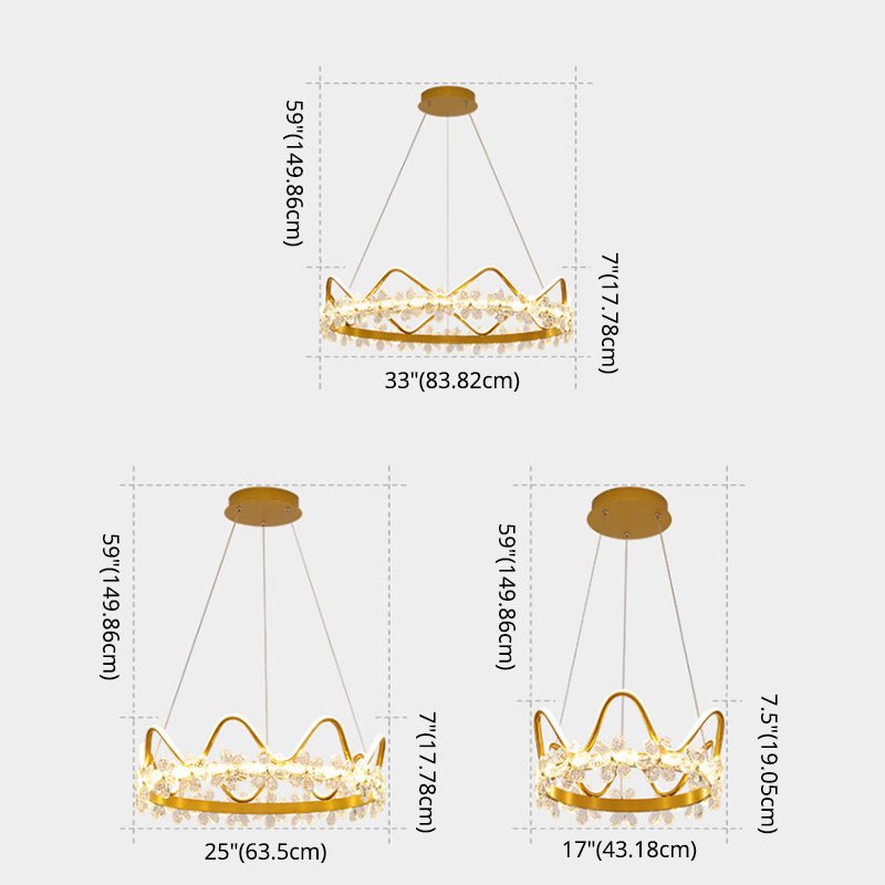 Contemporary Crown Chandelier Lights Crystal Pendant Ceiling Lights for Living Room