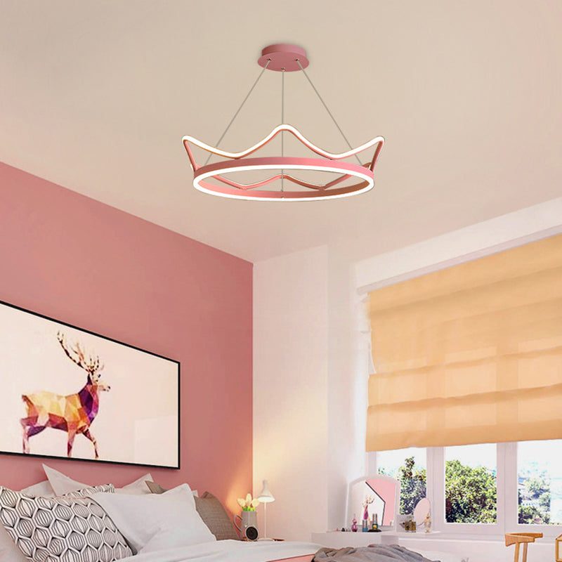 Ultra-modern Crown Pendant Lighting Fixtures Acrylic Hanging Lamp with Hanging Cord for Bedroom