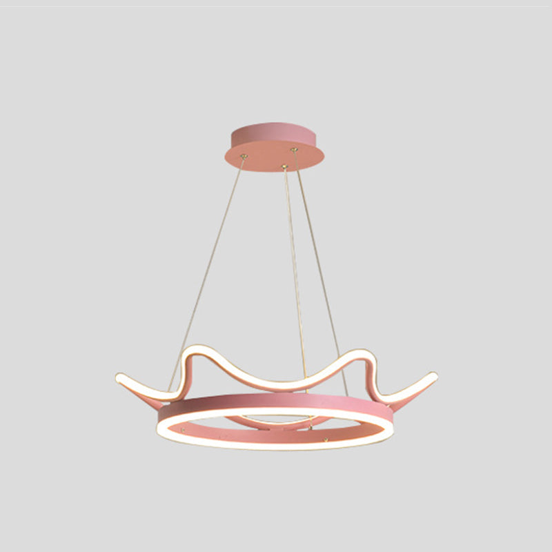 Ultra-modern Crown Pendant Lighting Fixtures Acrylic Hanging Lamp with Hanging Cord for Bedroom