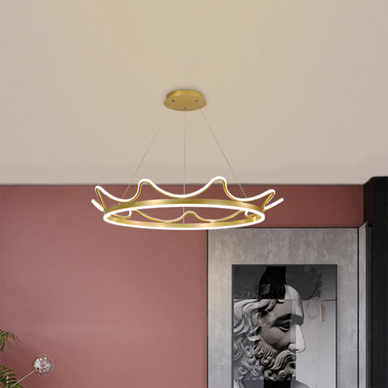 Ultra-modern Crown Pendant Lighting Fixtures Acrylic Hanging Lamp with Hanging Cord for Bedroom