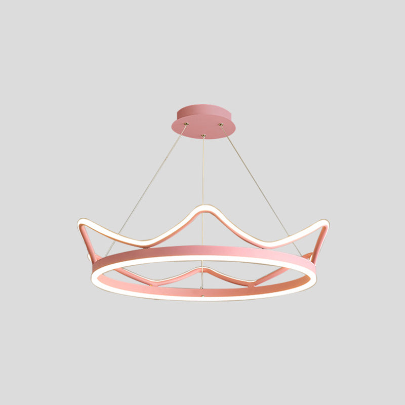 Ultra-modern Crown Pendant Lighting Fixtures Acrylic Hanging Lamp with Hanging Cord for Bedroom