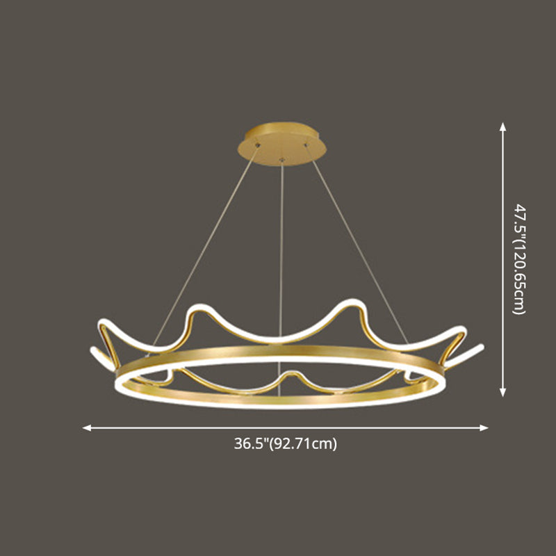 Ultra-modern Crown Pendant Lighting Fixtures Acrylic Hanging Lamp with Hanging Cord for Bedroom