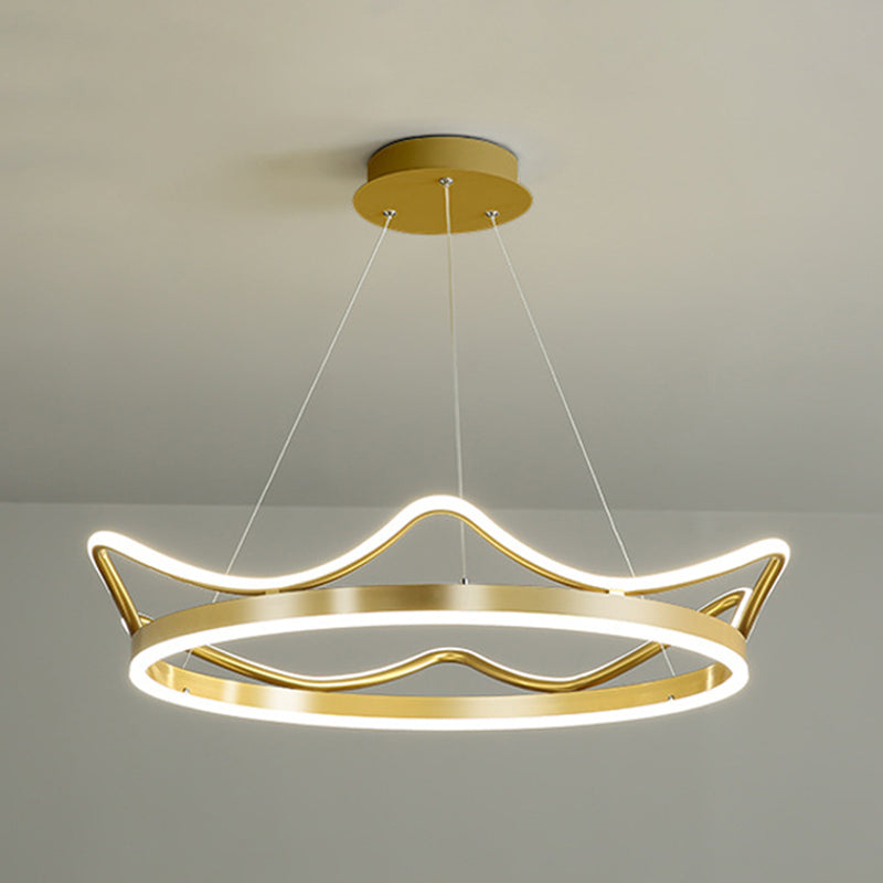 Ultra-modern Crown Pendant Lighting Fixtures Acrylic Hanging Lamp with Hanging Cord for Bedroom
