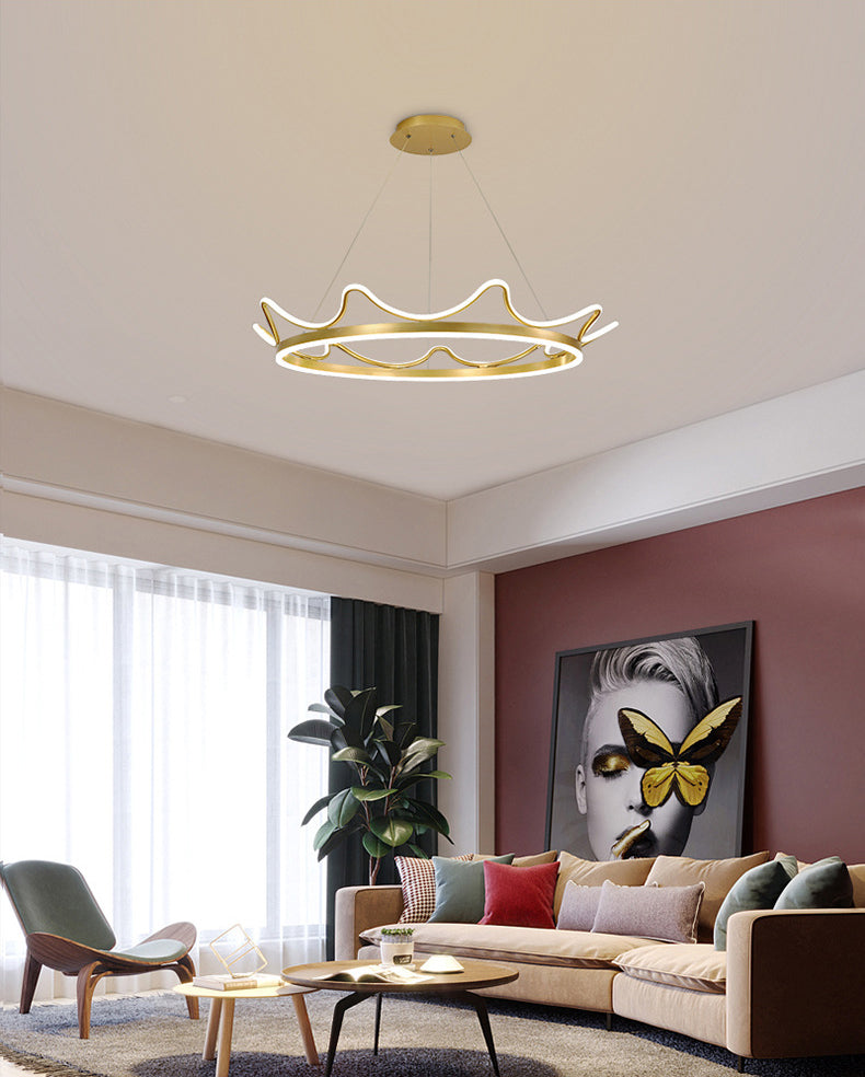 Ultra-modern Crown Pendant Lighting Fixtures Acrylic Hanging Lamp with Hanging Cord for Bedroom