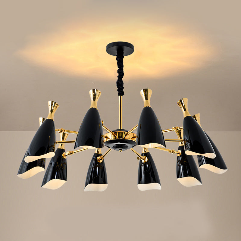 Metal Shaded Chandelier Light Fixture Modern Style Pendant Light Fixture in Black