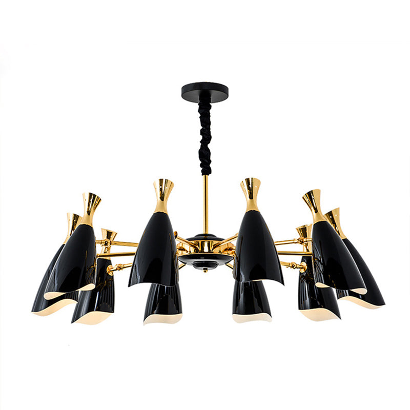 Metal Shaded Chandelier Light Fixture Modern Style Pendant Light Fixture in Black