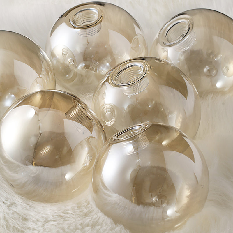 Gold Sputnik Island Pendant Light in Modern Creative Style Copper Indoor Hanging Light with Amber Glass Shade