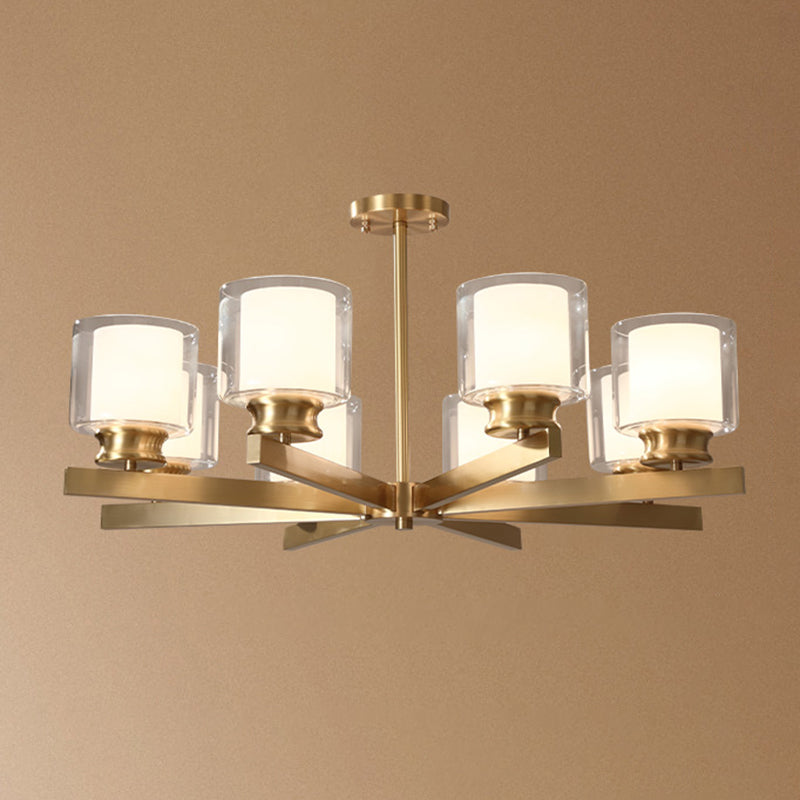 Conical Chandelier Light Fixture Traditional White Fabric Shade Pendant Lighting for Restaurant