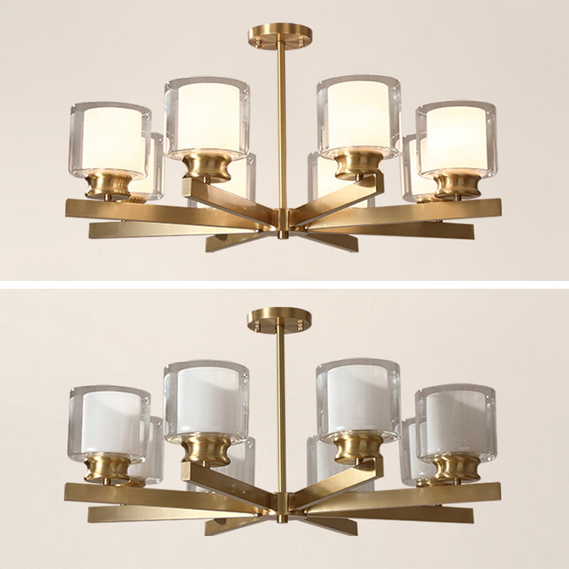 Conical Chandelier Light Fixture Traditional White Fabric Shade Pendant Lighting for Restaurant