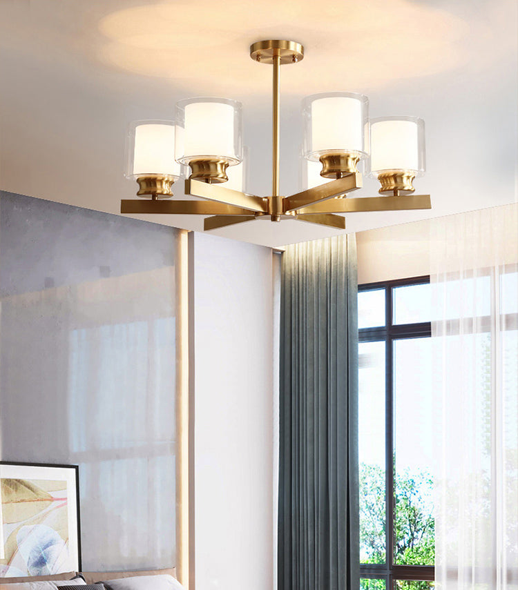 Conical Chandelier Light Fixture Traditional White Fabric Shade Pendant Lighting for Restaurant