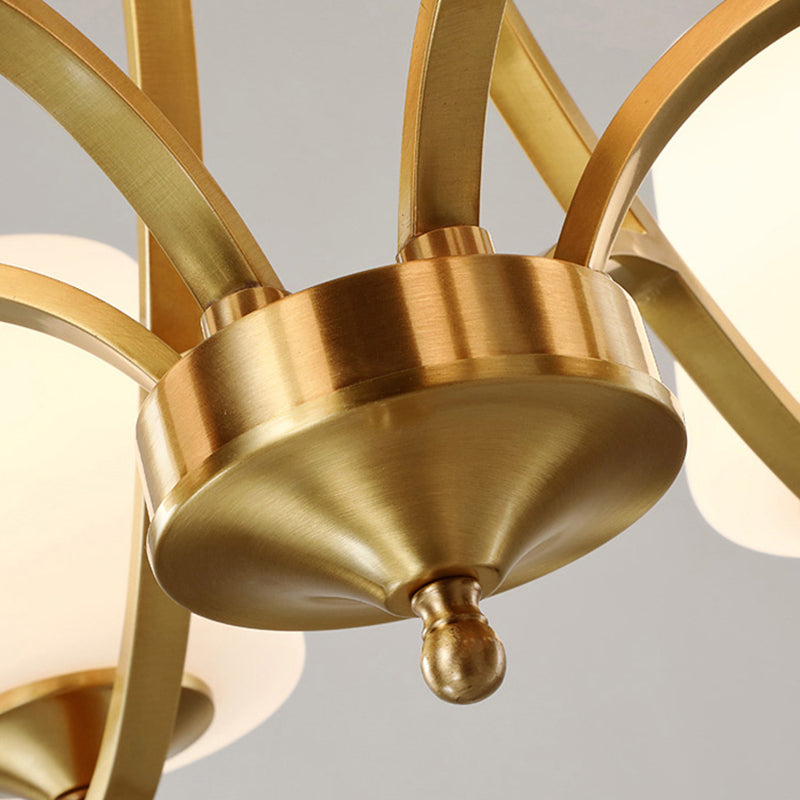 Conical Chandelier Light Fixture Traditional Frosted White Glass Pendant Lighting for Restaurant