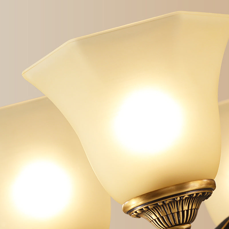 Bell Chandelier Light Fixture Traditional Amber Glass Pendant Lighting for Restaurant