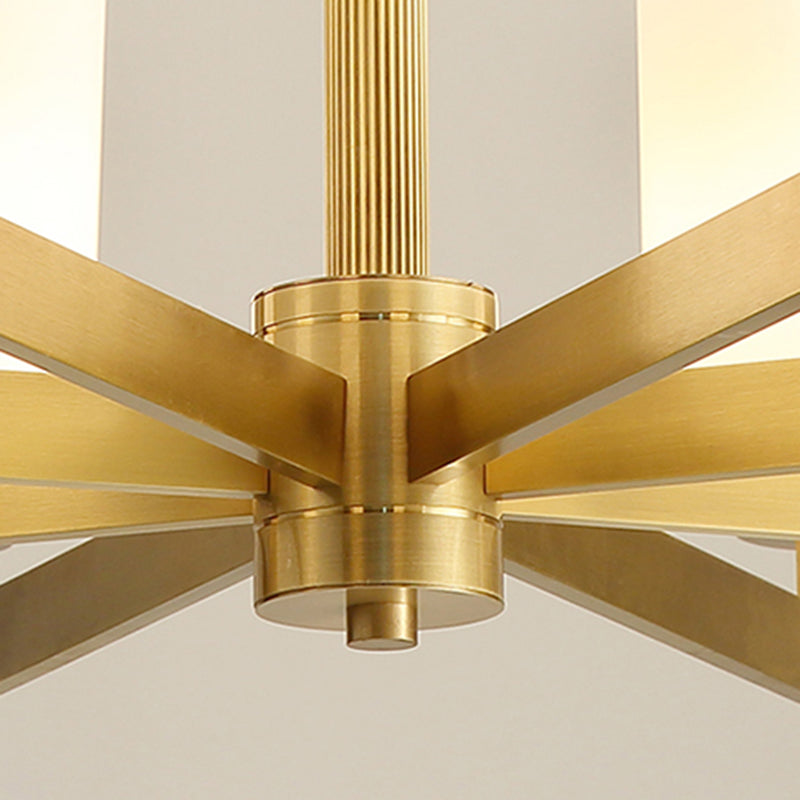 Cylinder Chandelier Light Fixture Traditional Opal Glass Pendant Lighting for Restaurant