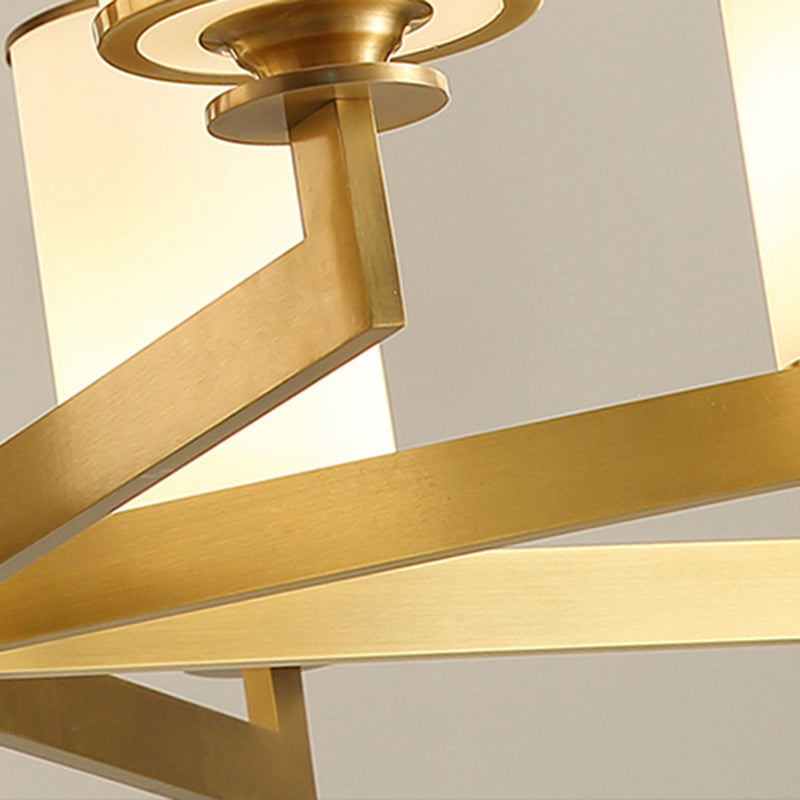 Cylinder Chandelier Light Fixture Traditional Opal Glass Pendant Lighting for Restaurant