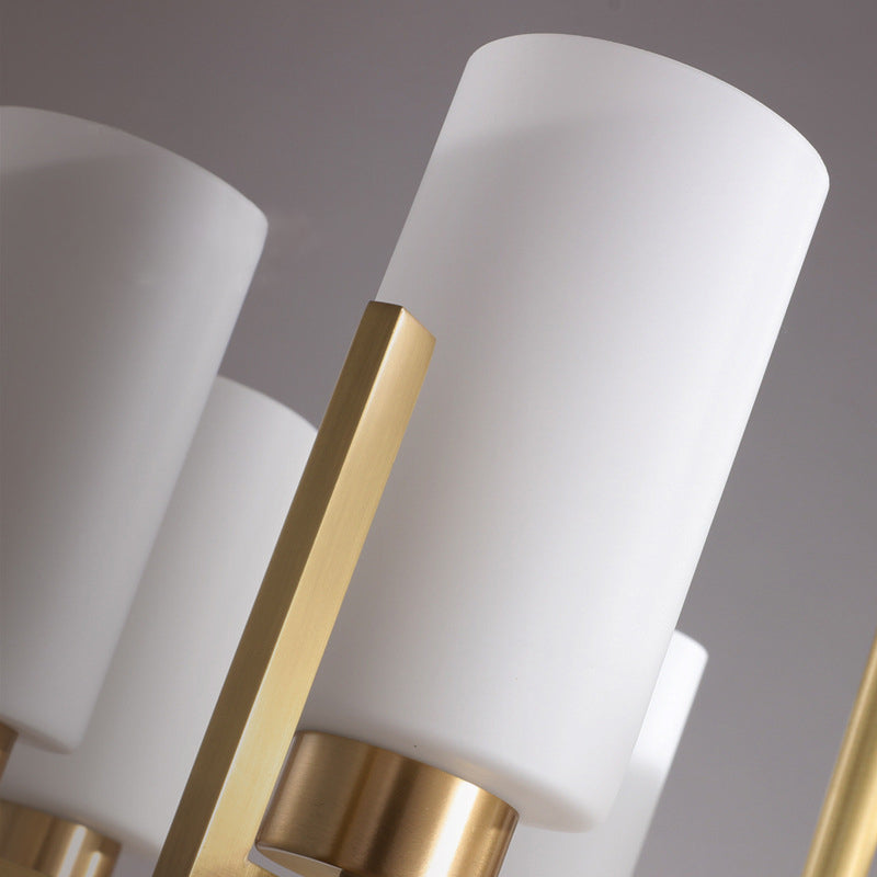 Cylinder Chandelier Light Fixture Traditional Opal Glass Pendant Lighting for Restaurant