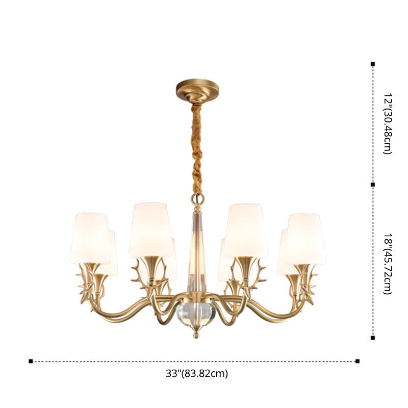 Conical Chandelier Light Fixture Traditional White Glass Pendant Lighting for Restaurant