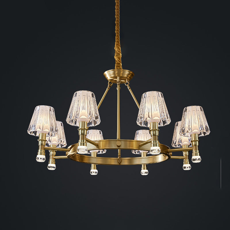 Conical Chandelier Light Fixture Traditional Clear Glass Pendant Lighting for Restaurant
