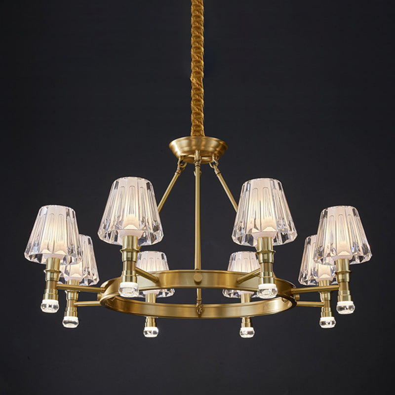 Conical Chandelier Light Fixture Traditional Clear Glass Pendant Lighting for Restaurant
