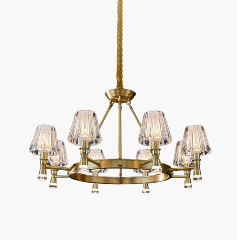 Conical Chandelier Light Fixture Traditional Clear Glass Pendant Lighting for Restaurant