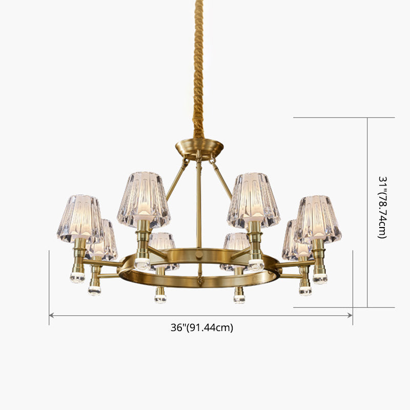 Conical Chandelier Light Fixture Traditional Clear Glass Pendant Lighting for Restaurant