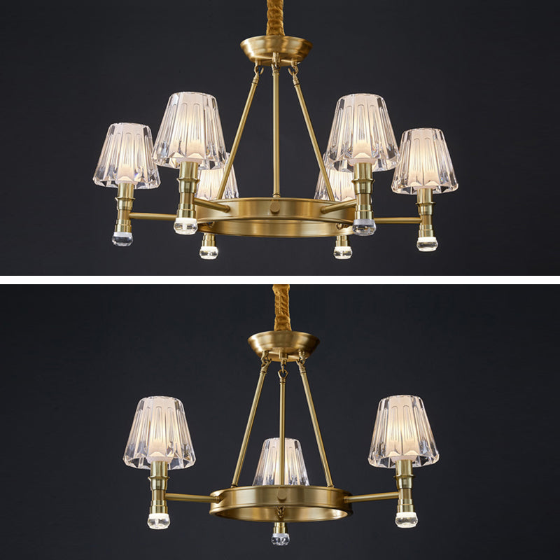 Conical Chandelier Light Fixture Traditional Clear Glass Pendant Lighting for Restaurant