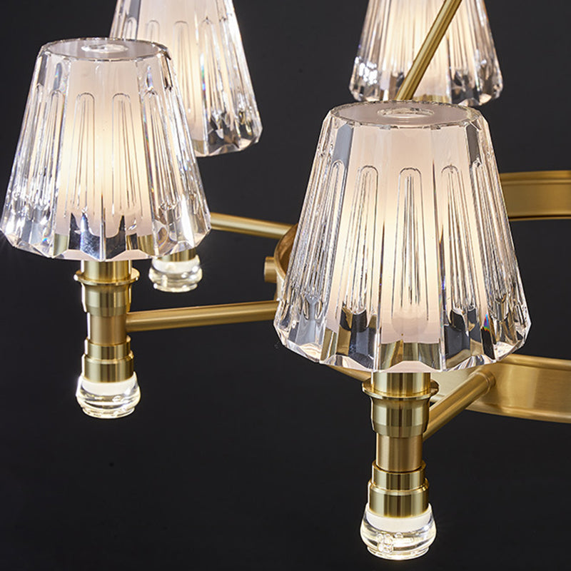 Conical Chandelier Light Fixture Traditional Clear Glass Pendant Lighting for Restaurant