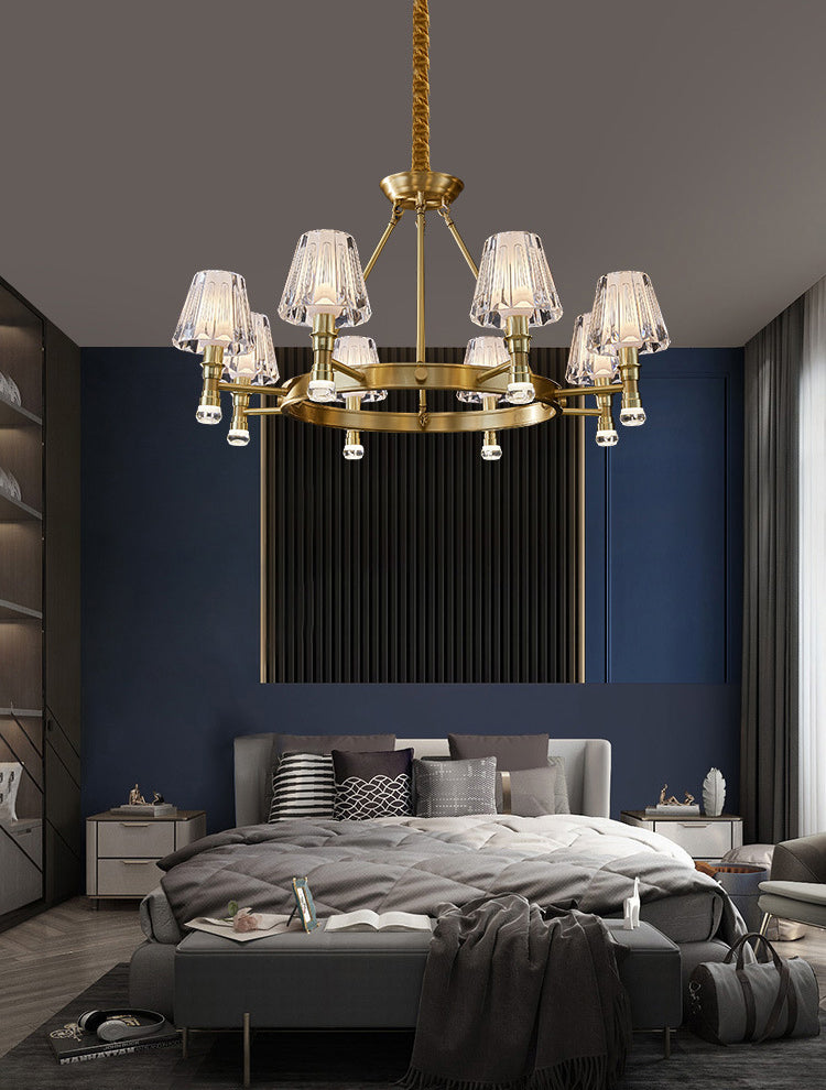 Conical Chandelier Light Fixture Traditional Clear Glass Pendant Lighting for Restaurant