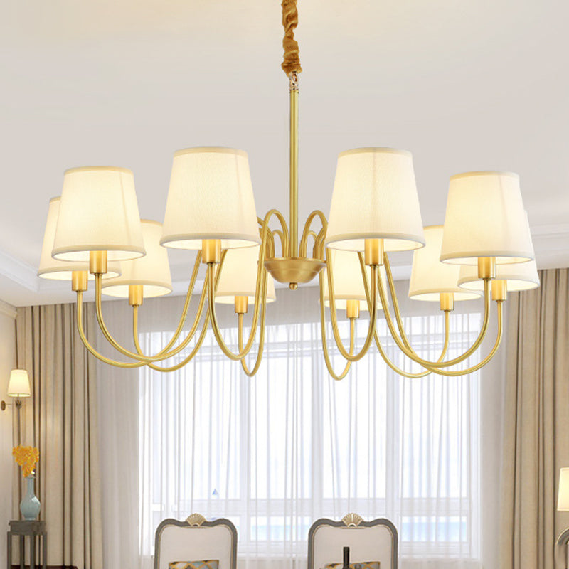 Conical Chandelier Light Fixture Traditional Fabric Pendant Lighting for Restaurant