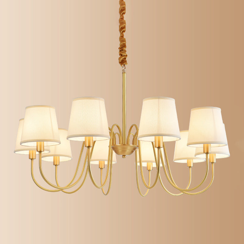 Conical Chandelier Light Fixture Traditional Fabric Pendant Lighting for Restaurant