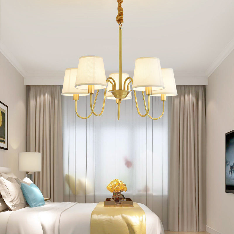 Conical Chandelier Light Fixture Traditional Fabric Pendant Lighting for Restaurant