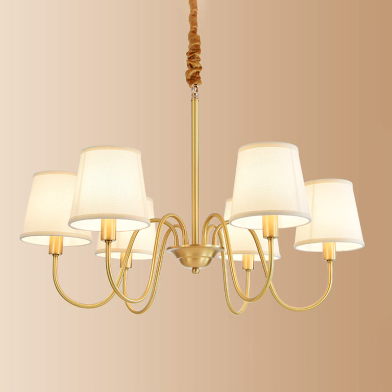 Conical Chandelier Light Fixture Traditional Fabric Pendant Lighting for Restaurant