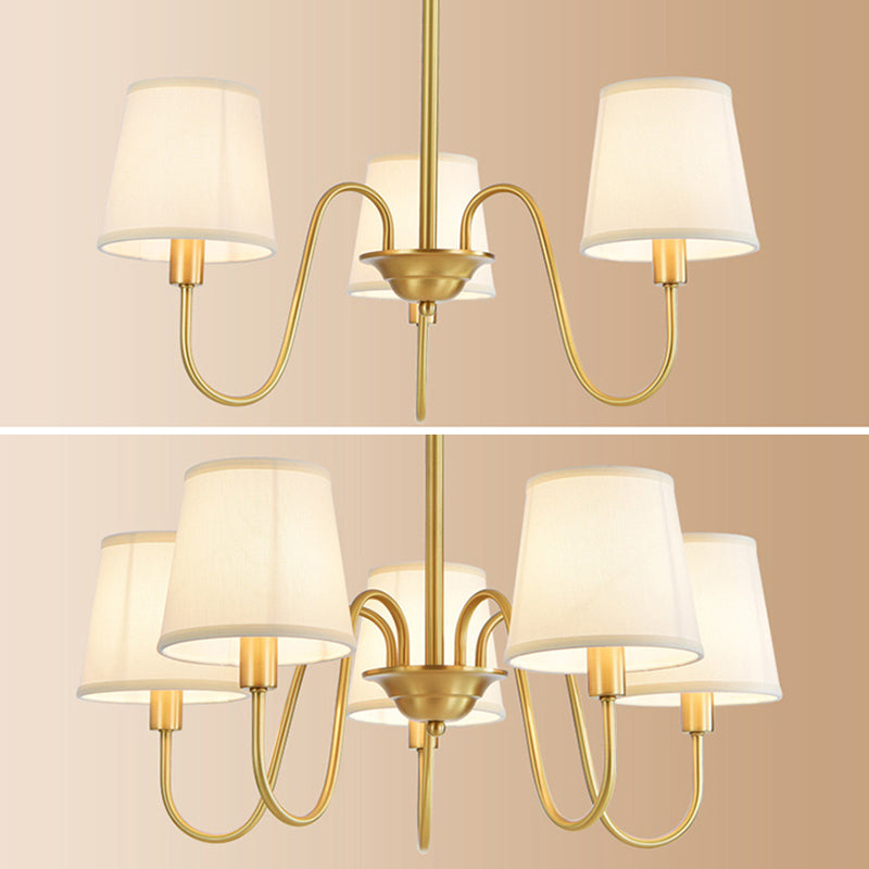 Conical Chandelier Light Fixture Traditional Fabric Pendant Lighting for Restaurant