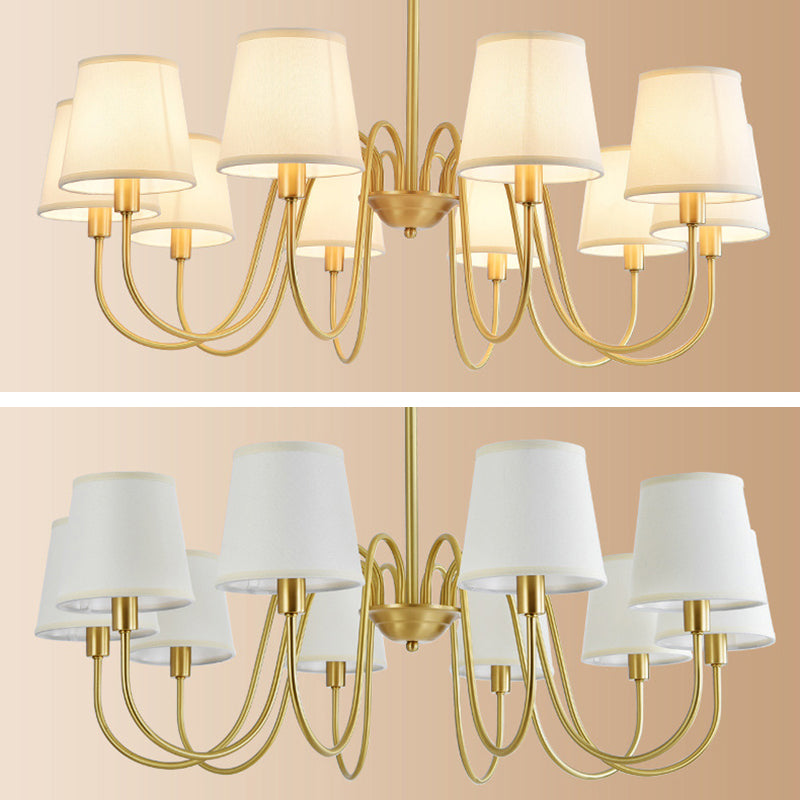 Conical Chandelier Light Fixture Traditional Fabric Pendant Lighting for Restaurant