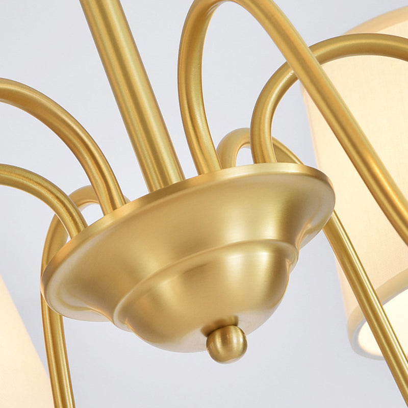 Conical Chandelier Light Fixture Traditional Fabric Pendant Lighting for Restaurant