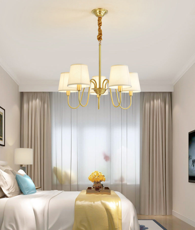 Conical Chandelier Light Fixture Traditional Fabric Pendant Lighting for Restaurant