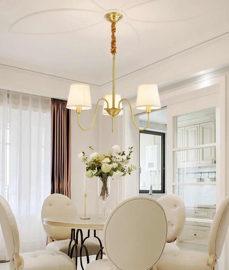 Conical Chandelier Light Fixture Traditional Fabric Pendant Lighting for Restaurant