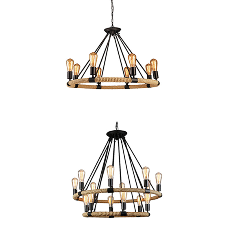 Luz de lámpara de araña expuesta iluminación colgante de metal industrial para restaurante