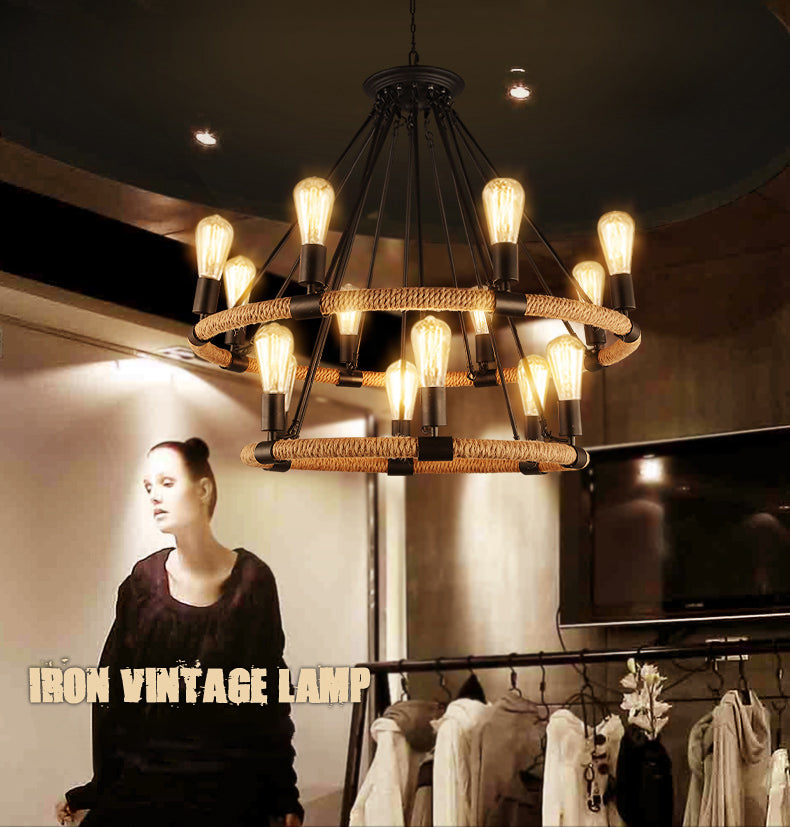 Luz de lámpara de araña expuesta iluminación colgante de metal industrial para restaurante