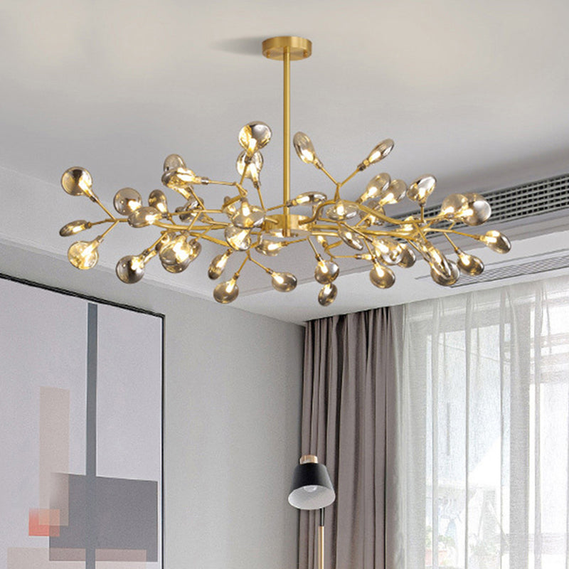 Gold Firefly Pendant Light in Modern Creative Style Copper Indoor Hanging Lamp with Glass Shade