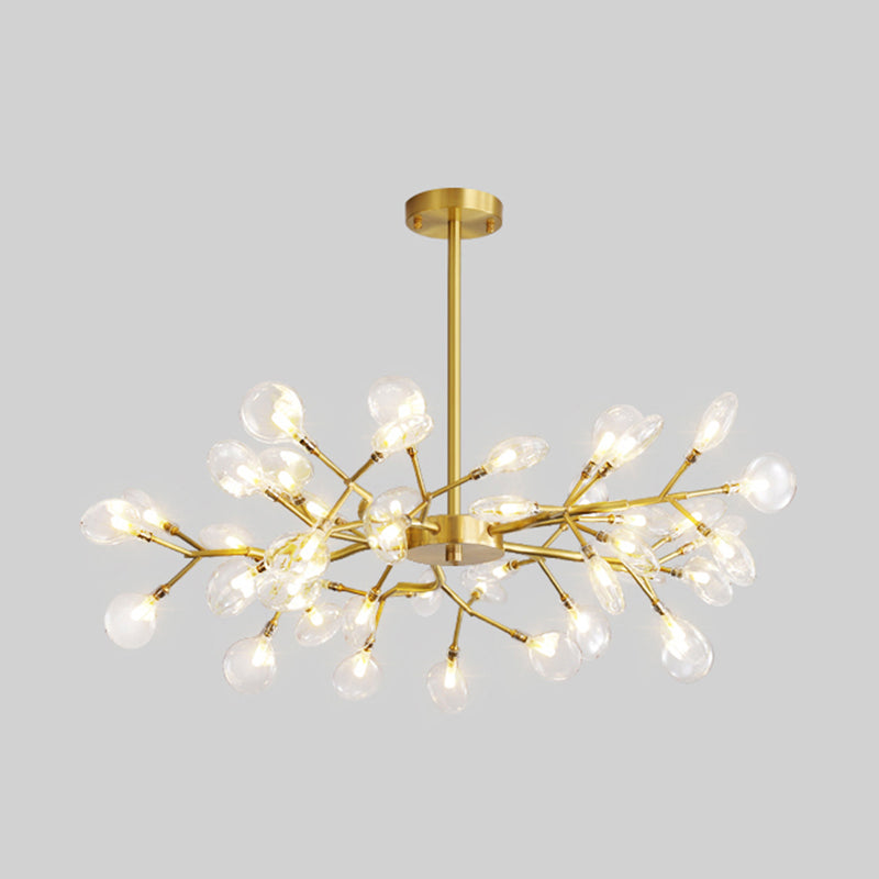 Gold Firefly Pendant Light in Modern Creative Style Copper Indoor Hanging Lamp with Glass Shade