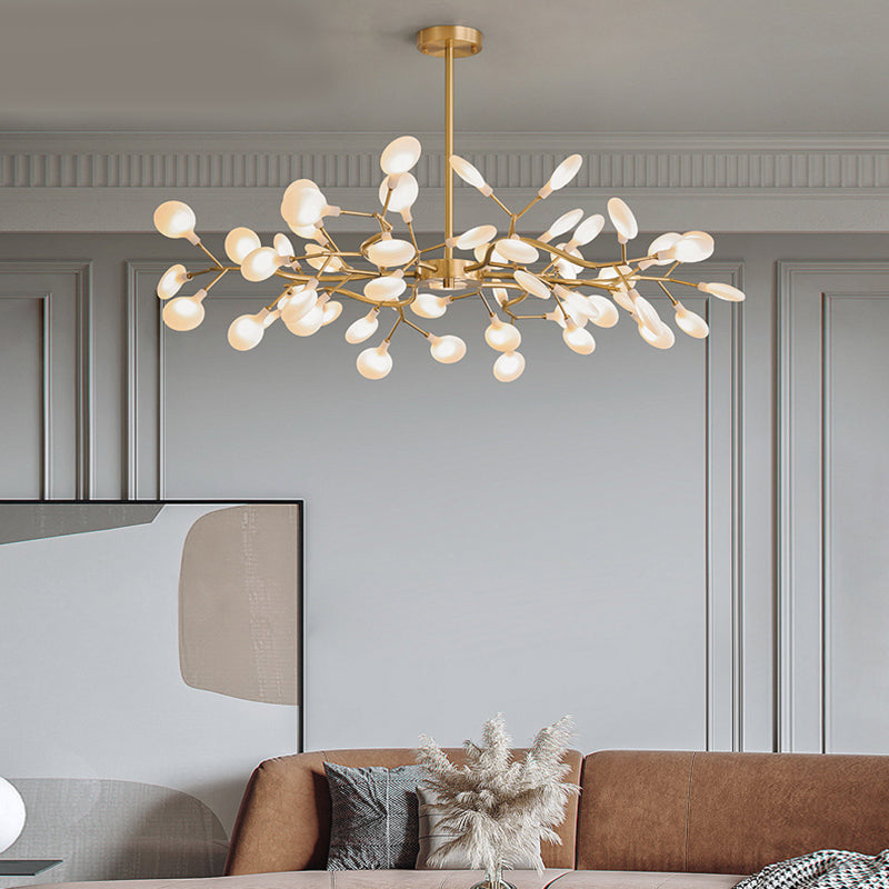 Gold Firefly Pendant Light in Modern Creative Style Copper Indoor Hanging Lamp with Glass Shade